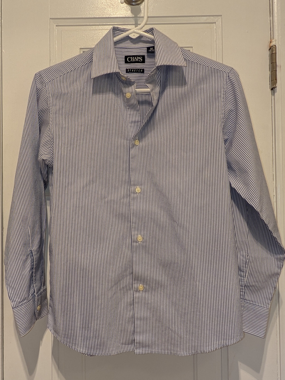 Chaps Blue & White Striped Button-Down Shirt Boys Med 10/12